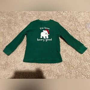 Gymboree Green Christmas Kids Shirt with Bear Design